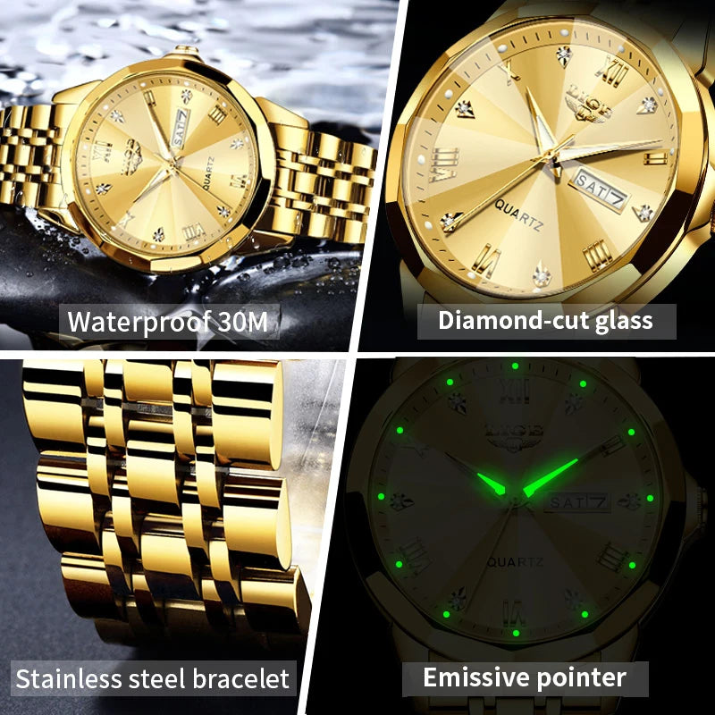 LIGE women's quartz waterproof wristwatch with a sleek design, casual and military style, featuring a black dial and silver case.