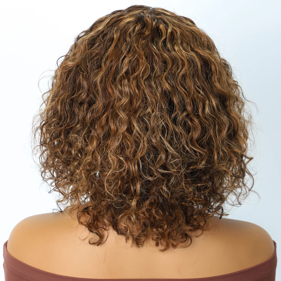 Lekker Gray Short Afro Kinky Curly Bob Middle Part 100% Human Hair Wigs For Women Brazilian Remy Hair Glueless Daily Mom Wigs