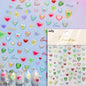 Colorful Cat's Eye 5D gradient European love heart gem nail art stickers with crystal and geometric designs by Blushimmer.