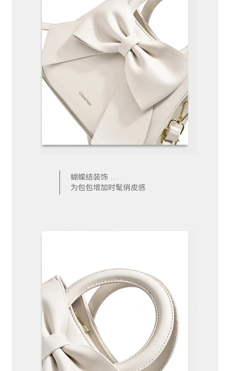 Fashion Casual Handbags For Women Cute Bow Black White Blue Kahki PU Handbags Trendy Daily Shoulder Underarm Bags bolsa feminina