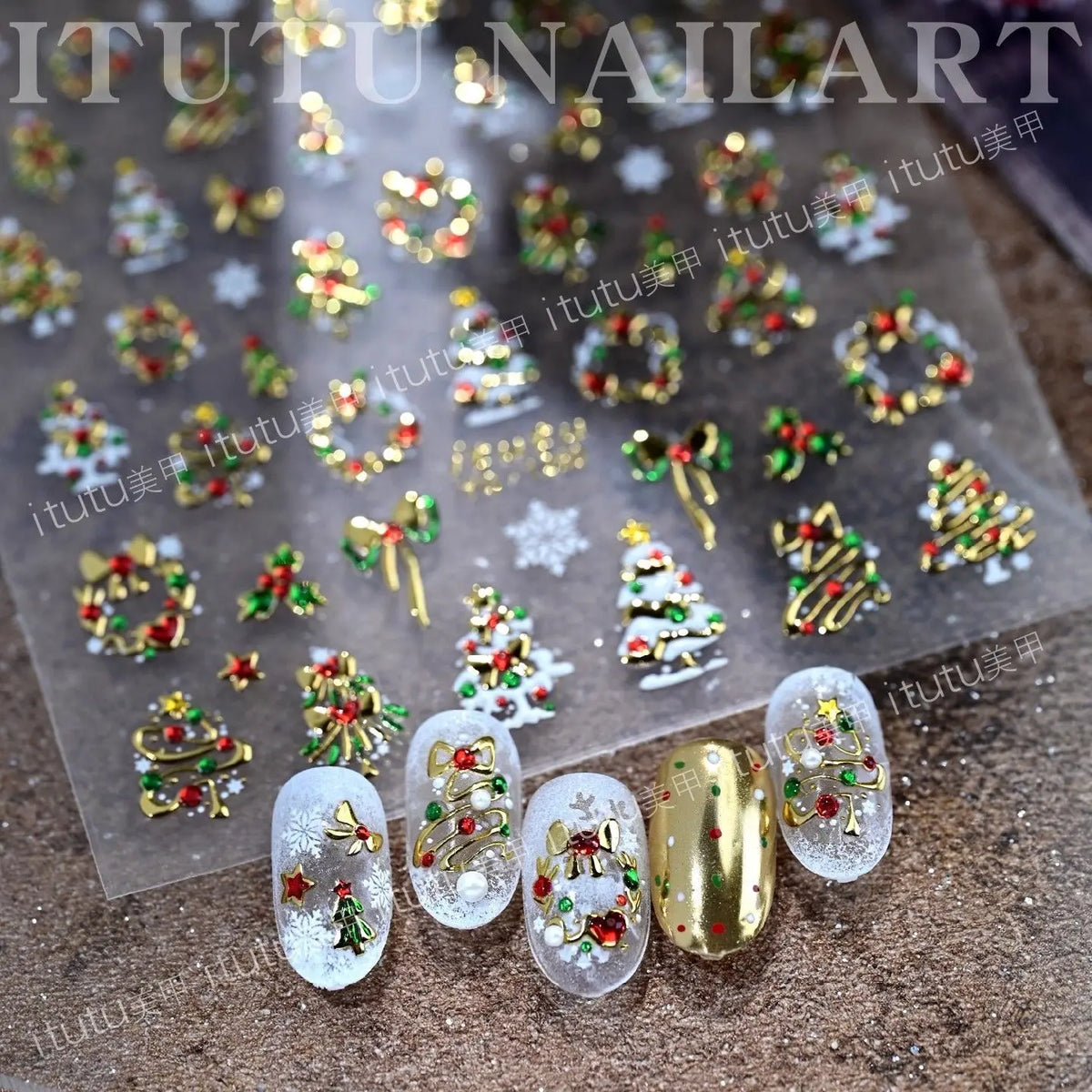 Silver snowflake Christmas nail stickers by Blushimmer, self-adhesive metal decals for winter manicure and holiday nail art.