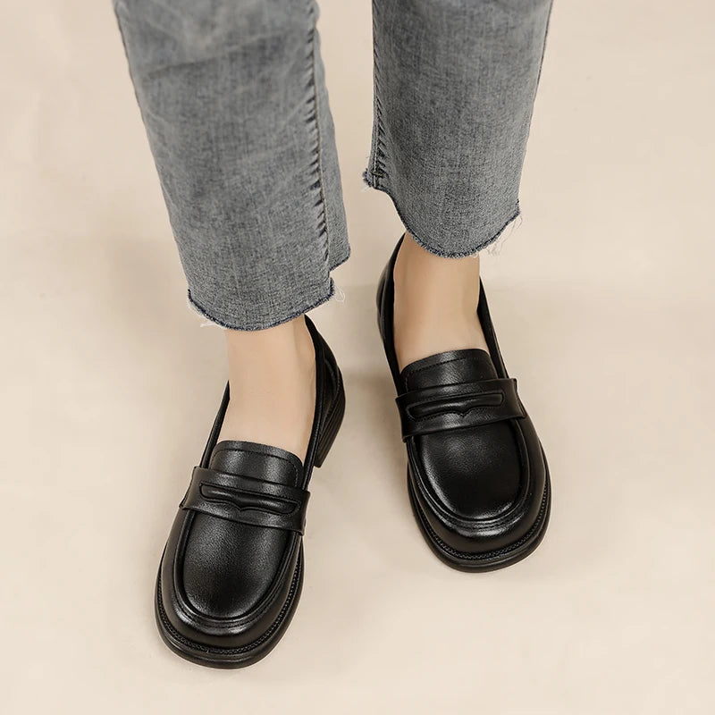 Women's Casual Loafers Slip On Leather Shoes Lightweight Walking Shoes Moccasins Classic Penny Loafer Flats Boat Shoes