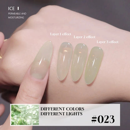 Blushimmer MIANEL Japanese style fairy gel nail polish in white pink nude and ice clear shades for summer nails.