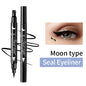 Blushimmer double-ended black waterproof eyeliner with liquid felt tip and eye stamp for precise, long-lasting, smudge-proof makeup.