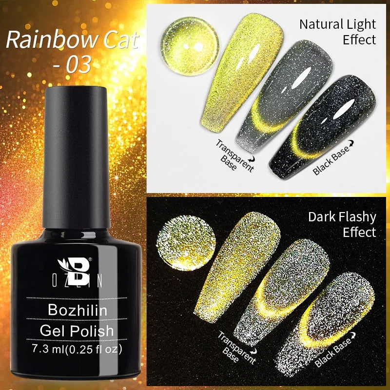Blushimmer 5ML gold silver metallic gel polish with chrome mirror finish, ideal for UV LED semi-permanent nail art and French manicure.