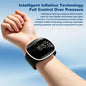Rechargeable digital blood pressure monitor with LED display, voice broadcast, memory storage, heart rate detection, and portable case.