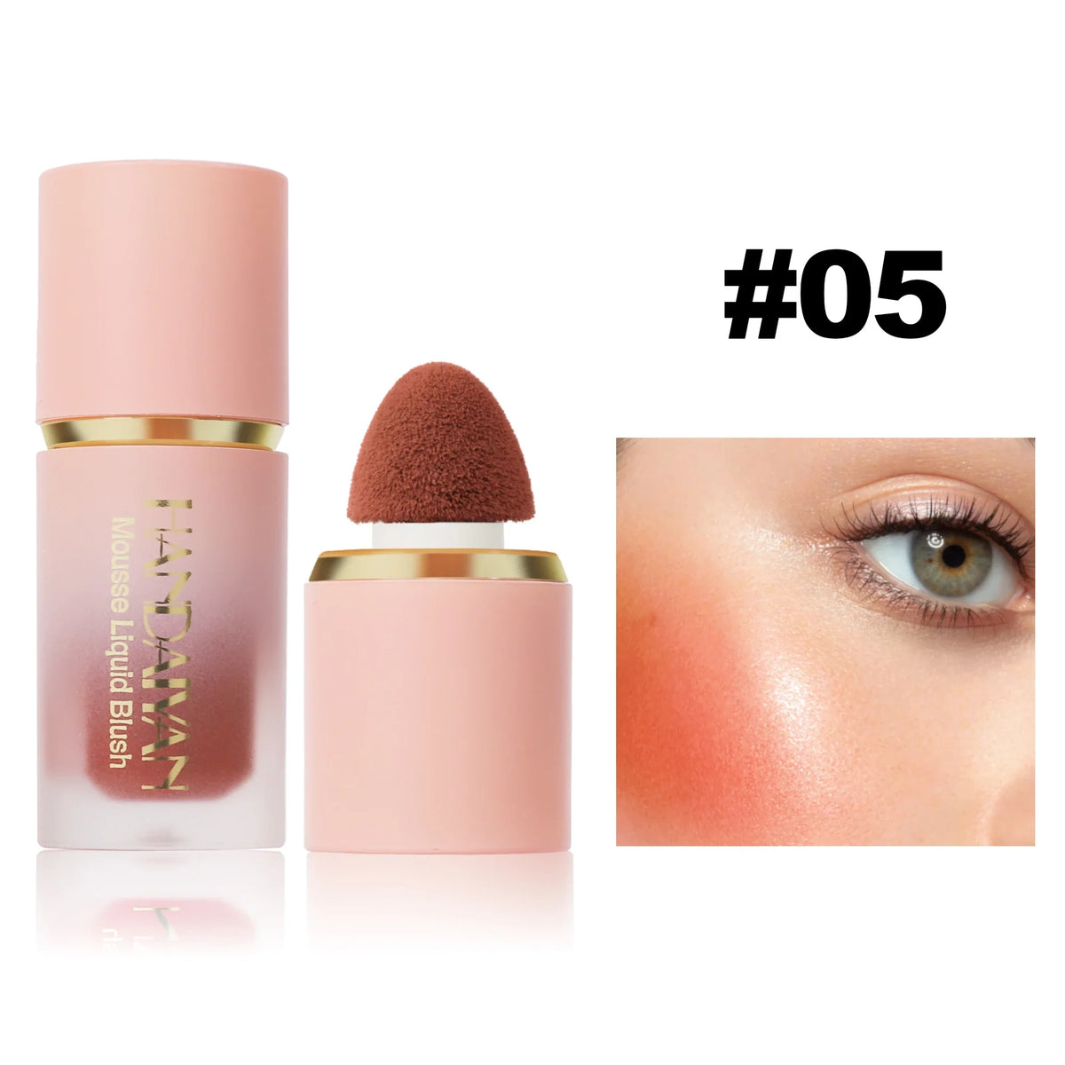 Blushimmer 6-color matte liquid blush with sponge applicator, waterproof, easy to apply, long-lasting blush for a natural glow.
