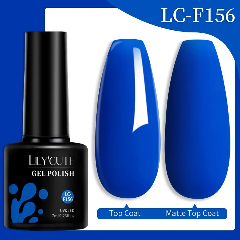 Colorful LILYCUTE 7ML gel nail polish bottles from Blushimmer, showcasing vibrant shades for long-lasting manicure and nail art.