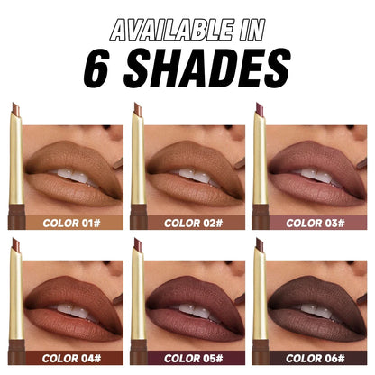 Blushimmer matte 6-color lip liner pencils with bevel design, nude and brown shades, natural lasting lip contour makeup.