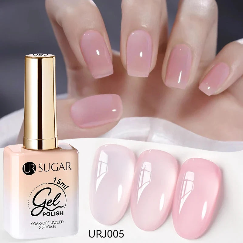 Blushimmer UR Sugar 15ml jelly milky white translucent gel polish for semi-permanent UV nail art, soak-off gel varnish.