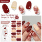 Blushimmer Harunouta 16-strip gradient red marble gel nail strips with gold lines for DIY gel polish application on nails.
