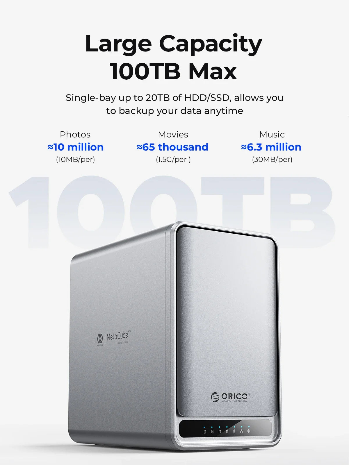 ORICO NAS Storage 2/5 Bay Personal Cloud Network Storage External Hd Case Supports Remote Access,Shared Data, for Pc Case RAID