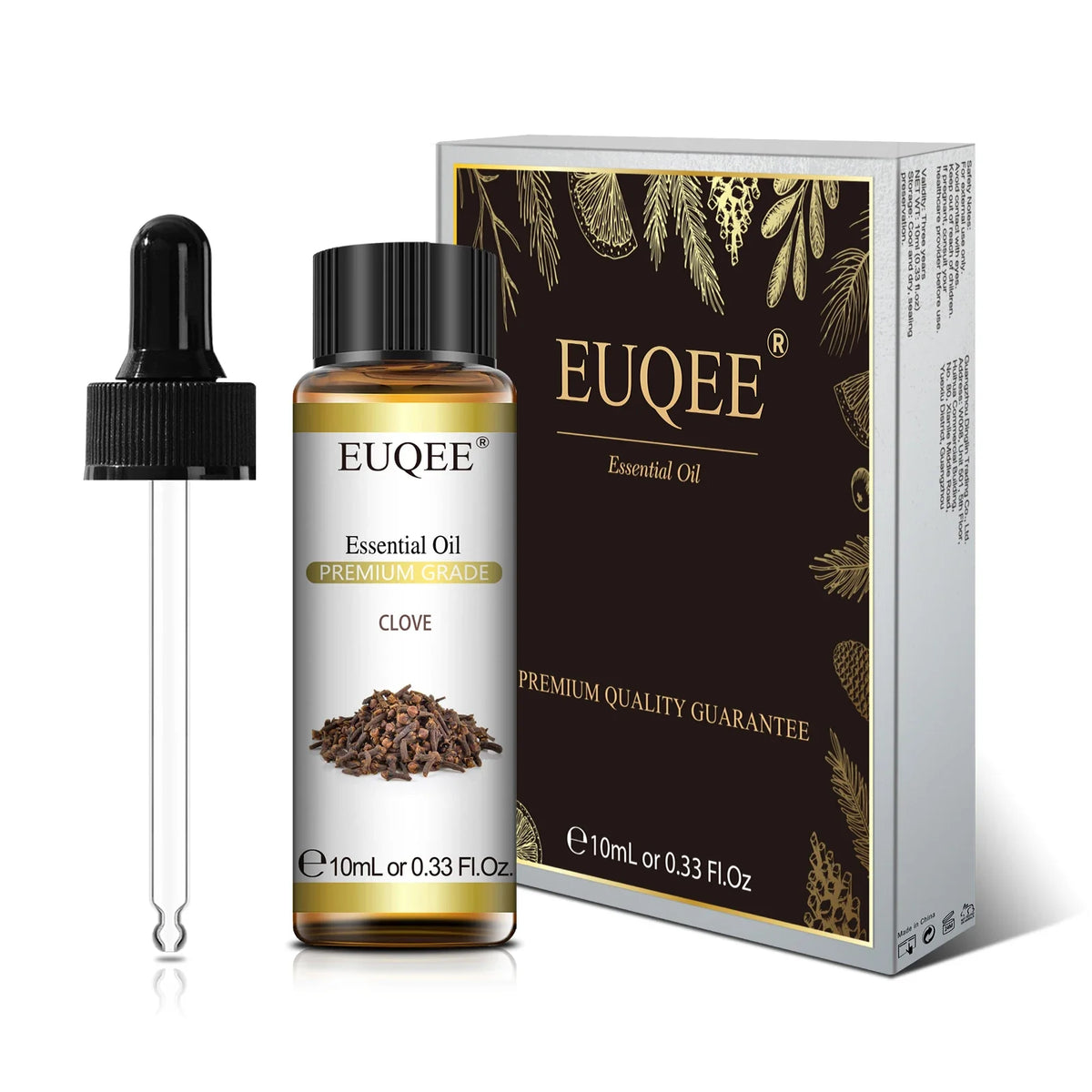 Blushimmer EUQEE 10ml natural essential oil set with lavender, jasmine, eucalyptus, vanilla, sandalwood, orange, lemon, oregano, and neroli