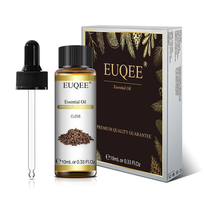 Blushimmer EUQEE 10ml natural essential oil set with lavender, jasmine, eucalyptus, vanilla, sandalwood, orange, lemon, oregano, and neroli