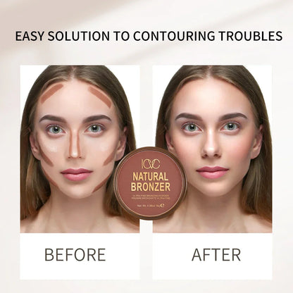 Blushimmer dark skin bronzer contour palette with matte brown shades for nose, cheek, and face contouring and natural makeup.
