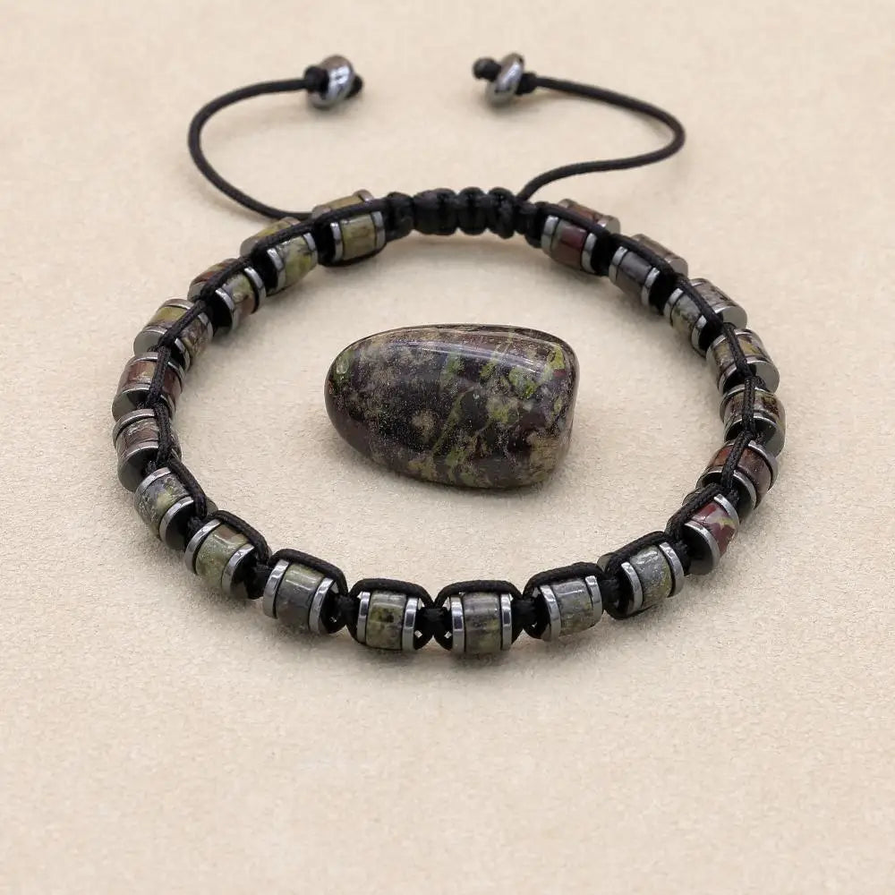 Men's Bracelet Natural Stone Hematite Dragon Blood Beads Braided Bracelet & Bangle Women Couple Health Handmade Jewelry Gifts