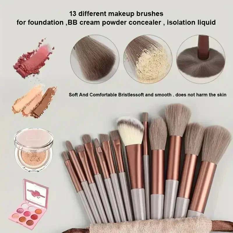 Vegan makeup brush set by Blushimmer with soft fluffy kabuki and blending brushes for foundation, contour, and baking application.