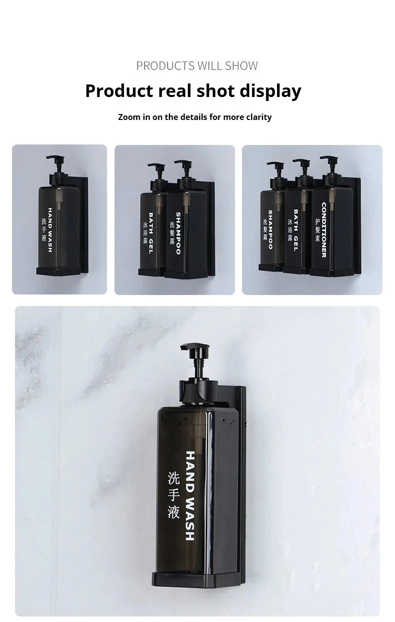 Hotel Shampoo and Shower Gel Separate Bottles Wall Mounted No Punching Hand Sanitizer Boxes Wall Mounted Manual Soap Dispensers