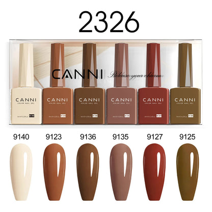 Blushimmer CANNI HEMA FREE nail gel polish set with six 9ml bottles in vibrant semi-permanent colors for UV and LED gel nails