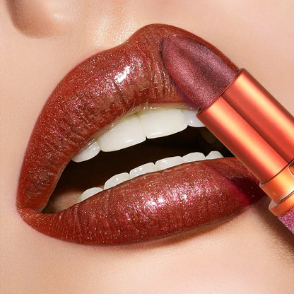 Blushimmer rose smoke powder lip gloss with glossy velvet texture, waterproof, anti-fouling, and shiny finish.