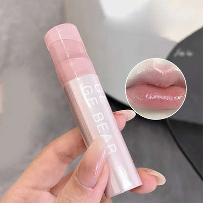 Blushimmer Gege Bear Water Gel Lip Gloss with hydrating formula, clear shine, long-lasting color, and natural finish on lips.