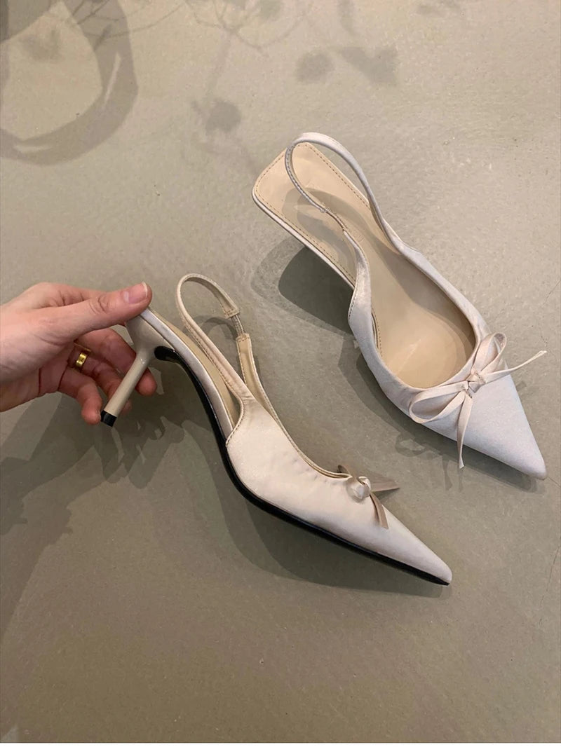 Summer Slip On High Heel Women Sandals Fashion Butterfly-knot Singbacks Pumps Stripper Party Female Sandalias