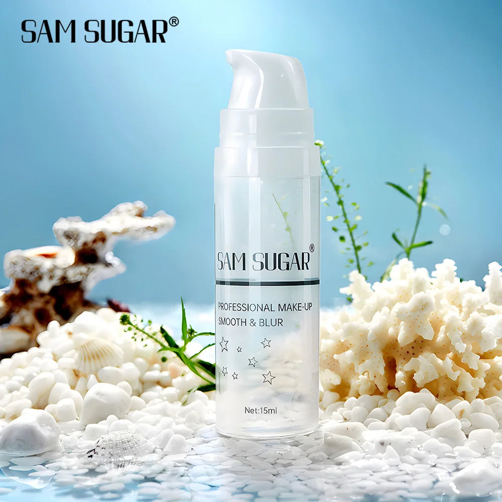Blushimmer SAM SUGAR Invisible Pore Primer with hydrating, oil-control formula, lightweight, moisturizing, and brightening for smooth skin.