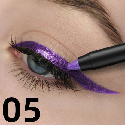 Colorful metallic eyeliner pen with high pigmentation, waterproof shimmer finish, perfect for smoky, punk, and gothic eye makeup.