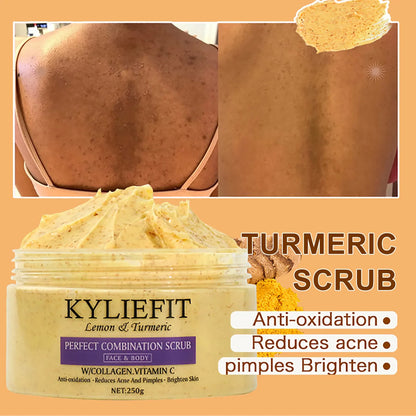 Natural Turmeric Scrub, For Face & Body, Brightening, Reduce Acne, Clean And Smooth Skin, Deeply Exfoliates, 250g/8.8 oz