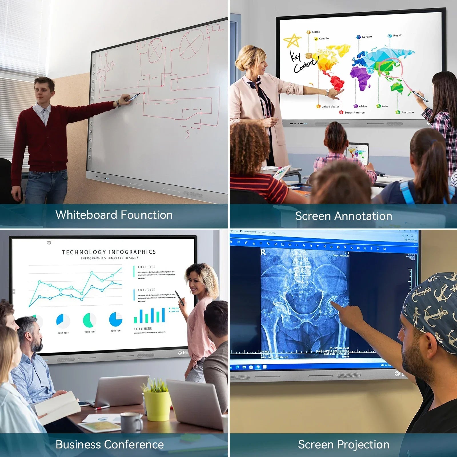 75inch 4k Smart Moniteurs Board Lcd Wifi Interactives Flat Panel Touch Screen for Teaching Conference Interactives Flat Panel
