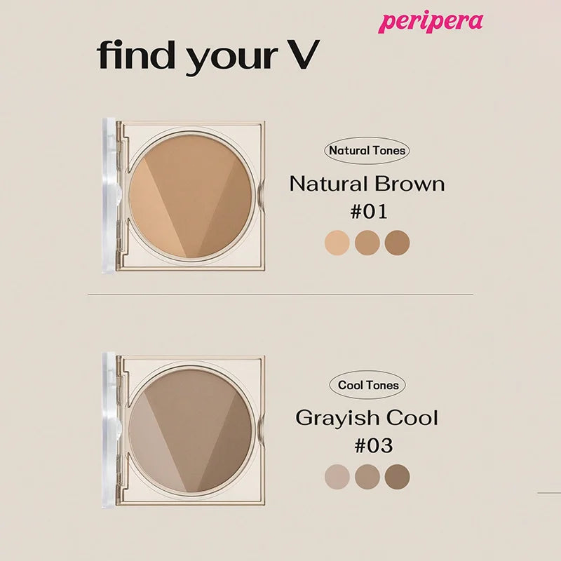 K-beauty V Shading Contour Matte Powder Palette, Light Smooth Velvet Texture Slimming Facial Nose, Natural Gradation Bronzer