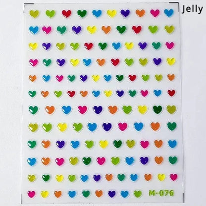 Colorful Cat's Eye 5D gradient nail art stickers with European love heart and crystal wing designs for manicure decoration.