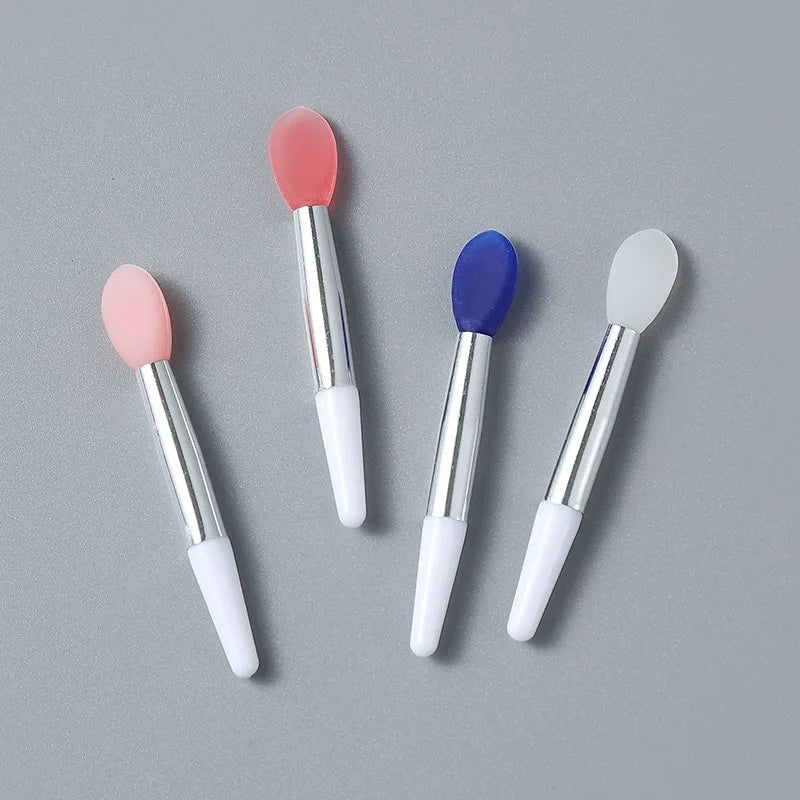 10pcs Blushimmer silicone lip and eye makeup brushes, mini transparent applicators for lipstick and eye makeup application.