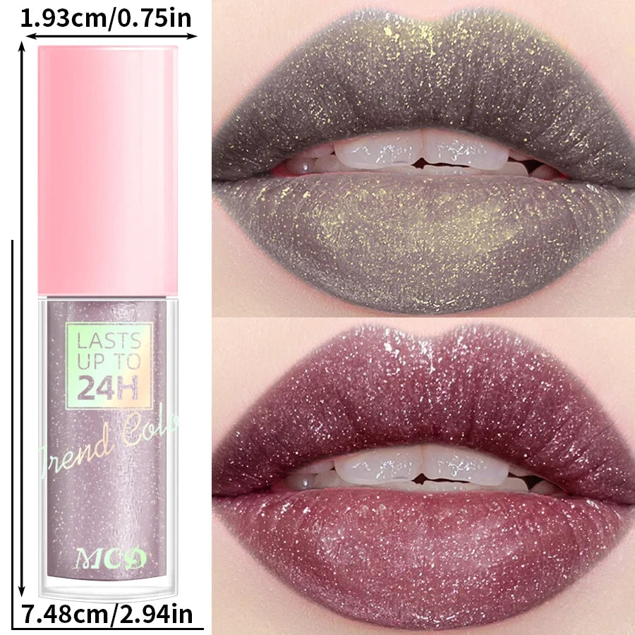 Blushimmer 18-color glitter lip gloss set featuring long-lasting, waterproof liquid lipstick, lip oil, tint, and moisturizing balm.