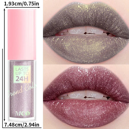 Blushimmer 18-color glitter lip gloss set featuring long-lasting, waterproof liquid lipstick, lip oil, tint, and moisturizing balm.