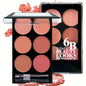 Blushimmer 6-color blush and contouring palette with pearlescent matte powders for blush and contouring makeup.