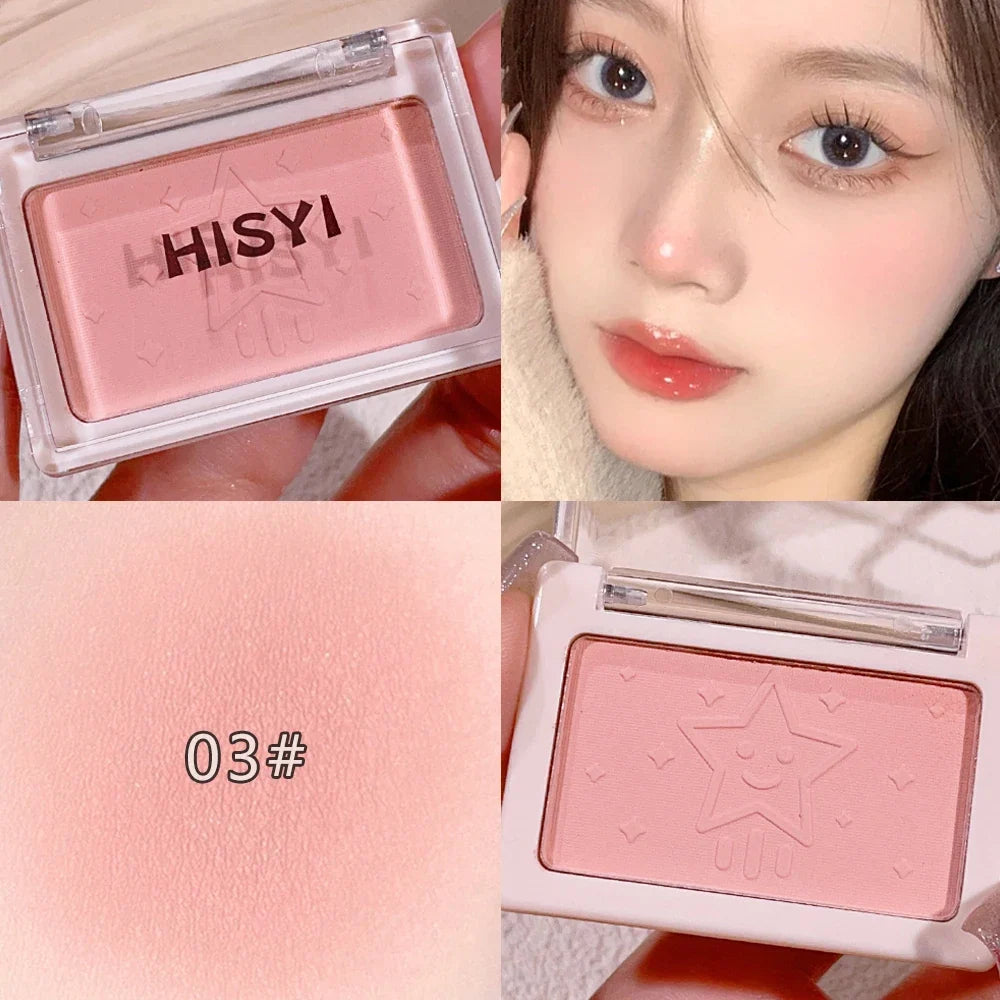 Blushimmer monochrome blush in purple nude matte finish for natural brightening and cheeks enhancement.