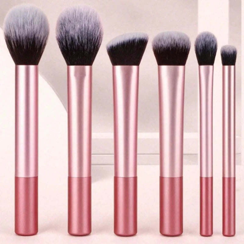 6-14PCS Long Handle Makeup Brush Set with Portable Wash Bag Soft Bristles Ideal for Beginners Full Face Makeup