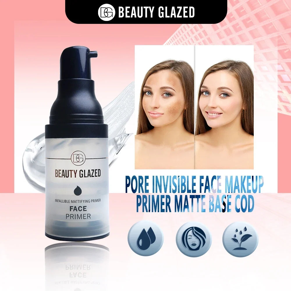 Blushimmer Beauty Glazed Pore Invisible Face Primer with matte finish, long-lasting makeup base and moisturizing formula.