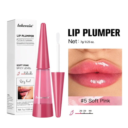 Blushimmer Lip Plumper Reedle Shot serum in transparent tube, moisturizing and anti-wrinkle lip gloss for plump, sexy lips.