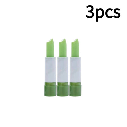 Blushimmer Aloe Vera moisturizing lipstick and lip balm set showing nourishing, color-changing lip care products for dry lips.