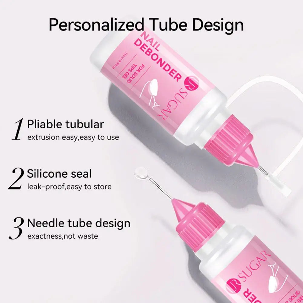 Blushimmer 15ML acetone-free nail glue remover for press-on nails, gentle, multi-functional, suitable for nail tips and polish removal.