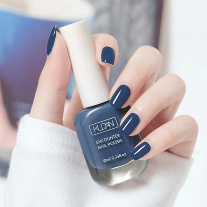 Blushimmer 10ml water-based nail polish in various colors, featuring long-lasting, quick-dry, semi-permanent formula for DIY manicures.