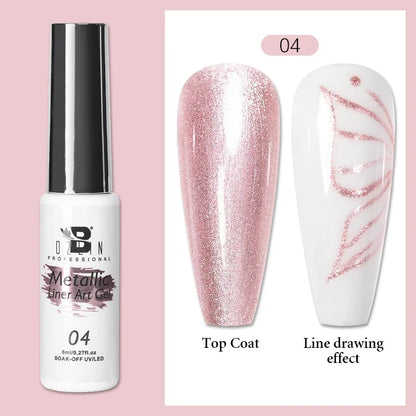 Blushimmer 5ML metallic gel polish in gold and silver, featuring mirror chrome finish for nail art and semi-permanent UV LED use.