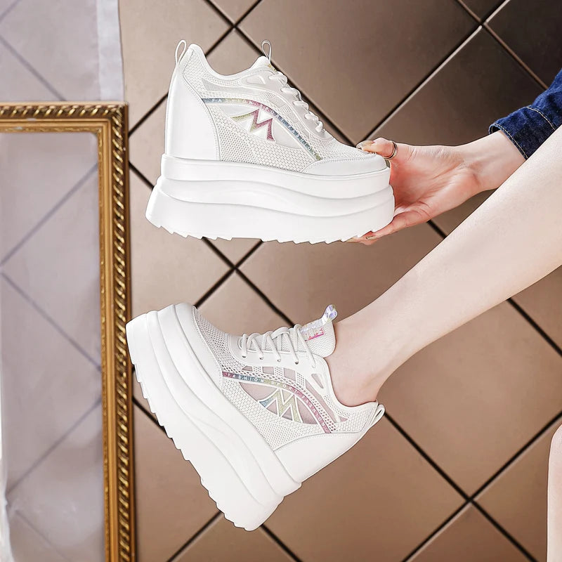 13cm Chunky Sneakers For Women Comfortable Women Casual Shoes Lightweight Walking Shoes Comfy Chusinoning Platform Wedge