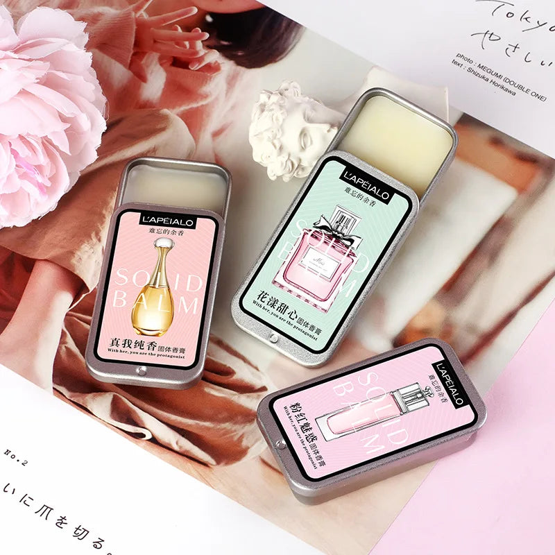 Blushimmer woman body pheromone perfume solid balm in a portable light fragrance container, long-lasting and easy to carry.