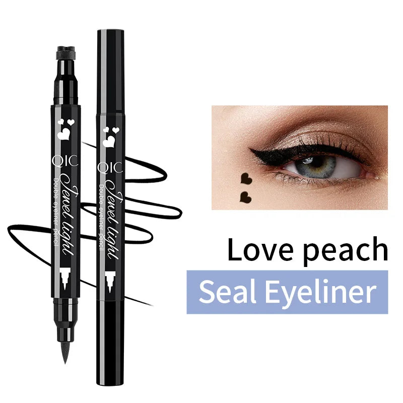 Blushimmer double-ended liquid eyeliner pen with eye stamp, black waterproof felt tip, long-lasting, smudge-proof makeup for women