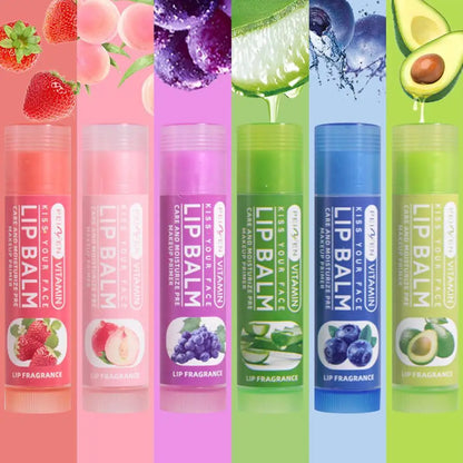 Blushimmer 6-piece natural fruit discolored lip balm set featuring color-changing, moisturizing, long-lasting glossy lip tints and nourishing lip care