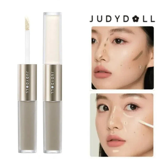 Blushimmer Judydoll dual head highlighter and contour stick for face and nose shaping with matte and gloss finish.