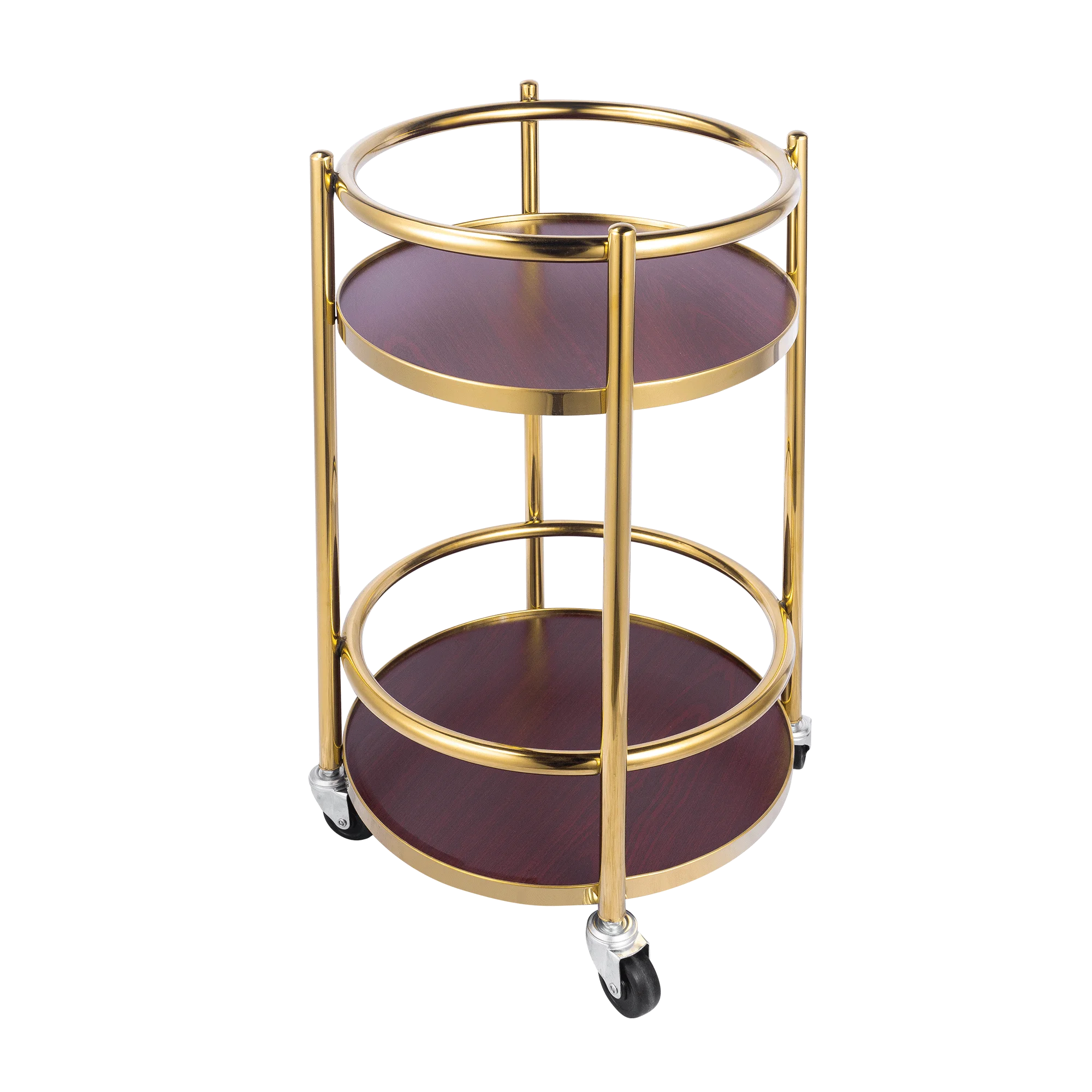 Portable Snack Dessert Display Stand for Party Office，Multi-Function 3-Tier Rolling Bar Cart, Solid Wood Kitchen Serving Trolley